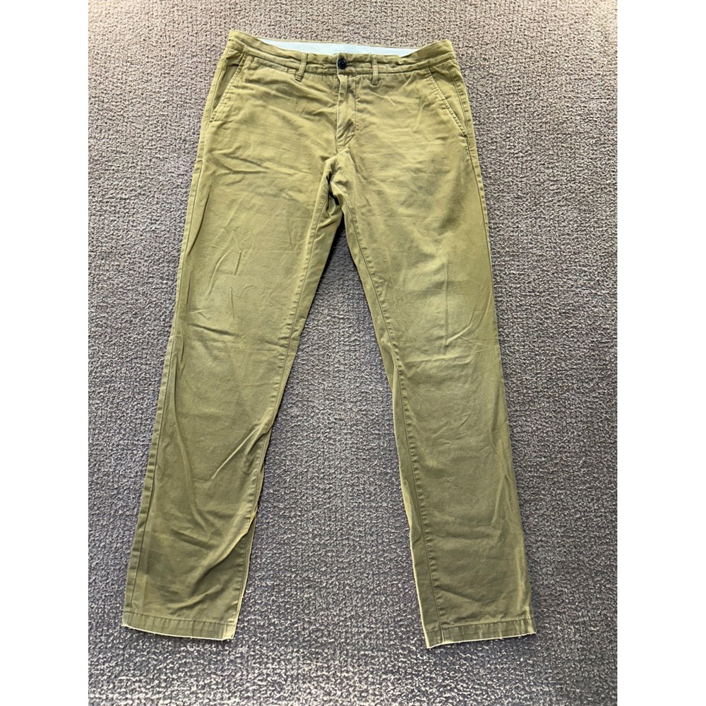 HM LOGG Mens Slim Fit Chino Pants Olive Green Cotton Twill Size 32x32